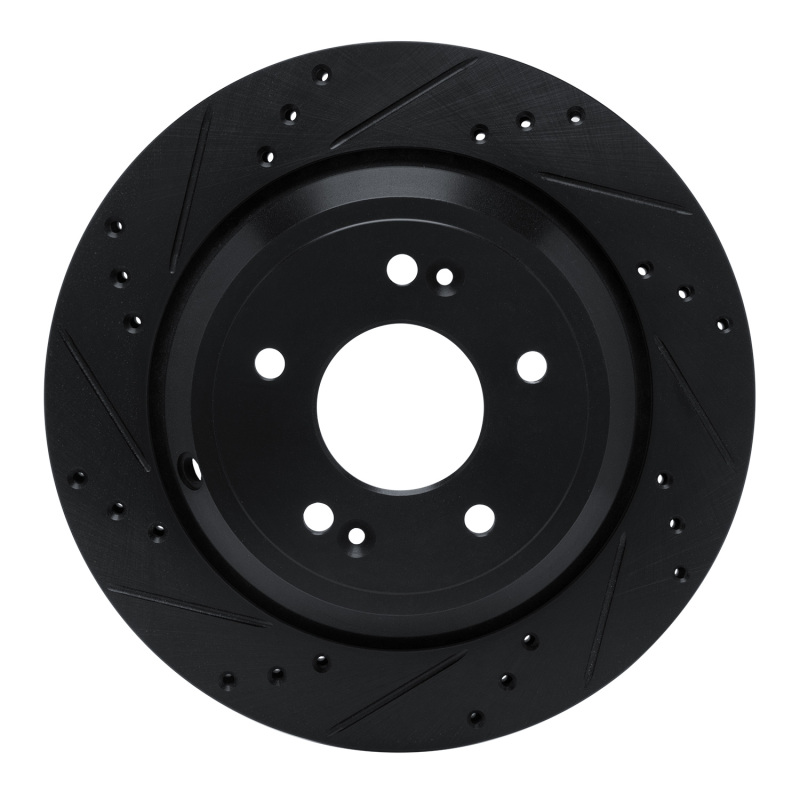 Hyundai Equus Brake Rotor (1) - Rear Left - R1 Concepts - Drilled & Slotted - Black - `11-`17